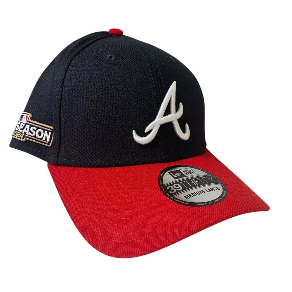 New Era Atlanta Braves 39THIRTY MLB 2024 Postseason Navy Red Hat Medium/Large